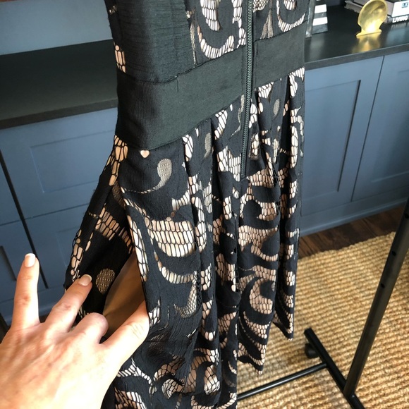 SEA New York Cut Out Back Crochet Lace Mini Fit and Flare Skater Dress Black Sz8 - Picture 5 of 8